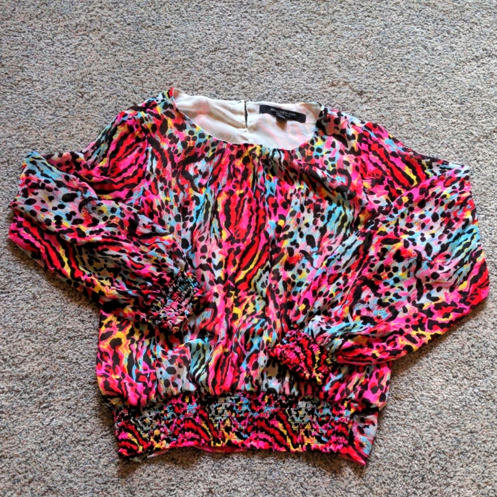 Clear Out Sale- Neon Rainbow Animal Print Blouse